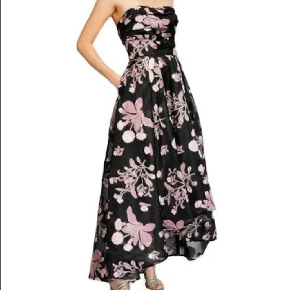 Marchese Notte floral and strapless evening gown